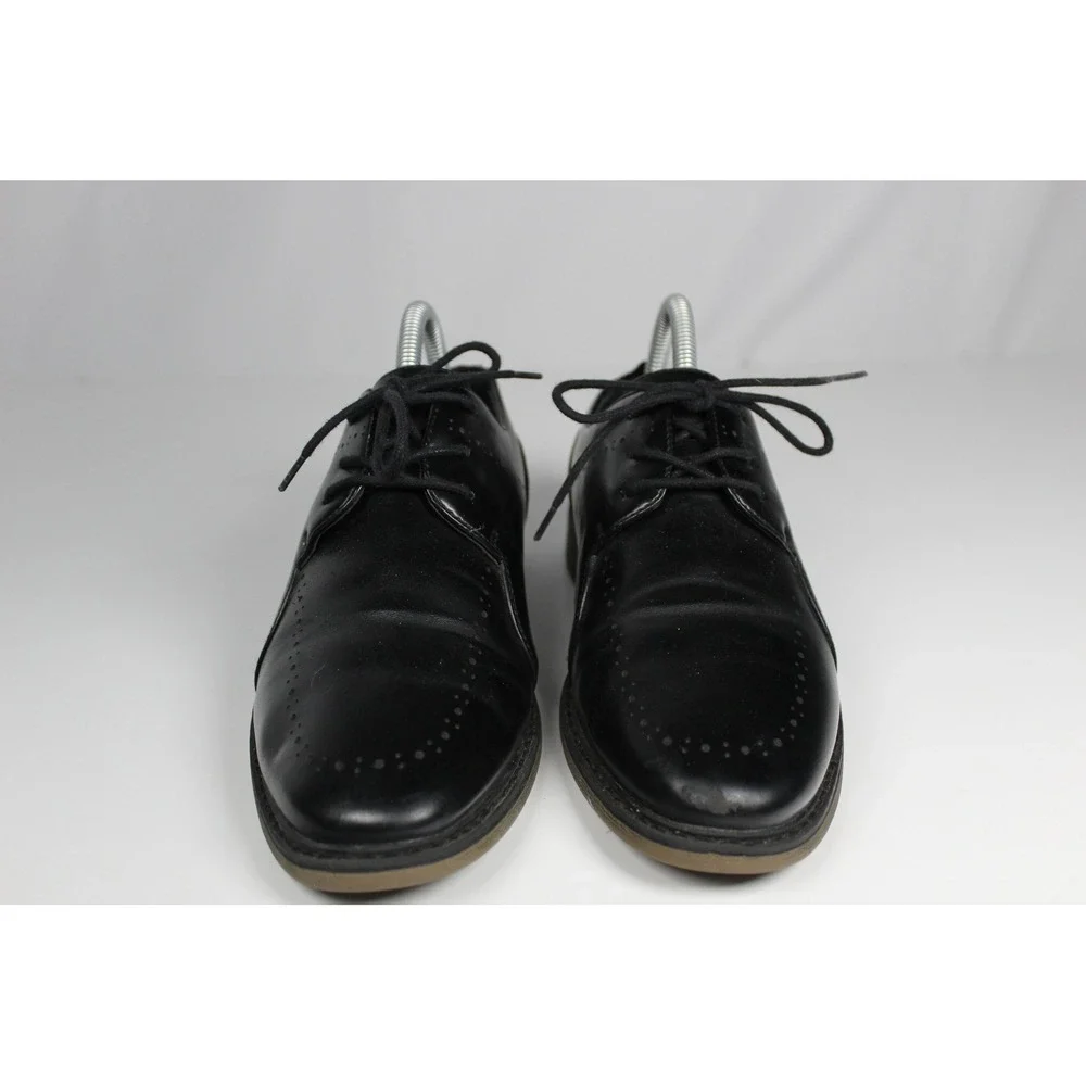 Borelli Kids Black Lace Up Dress Shoes Perforated Toe Oxford Derby Size 4